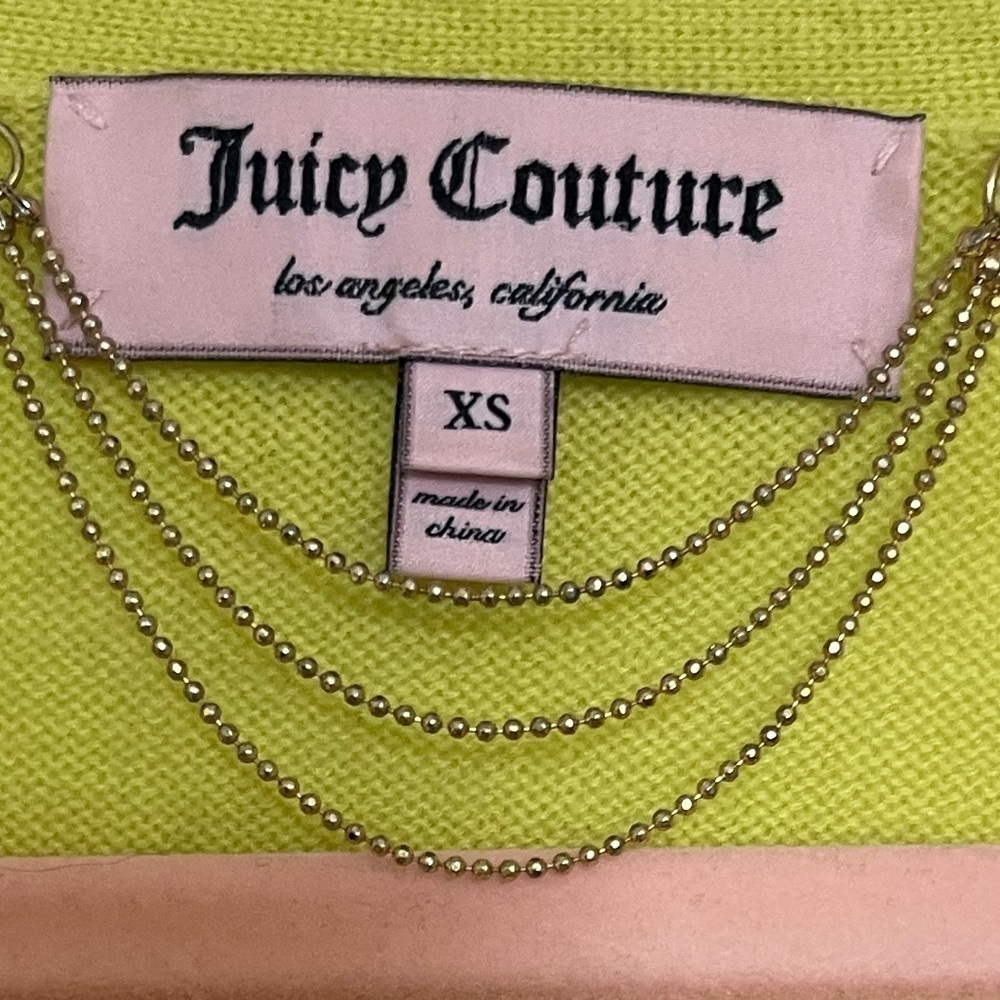 JUICY COUTURE NEON GREEN ZIPPER CARDIGAN SIZE XSMALL EUC (138) - Picture 6 of 6